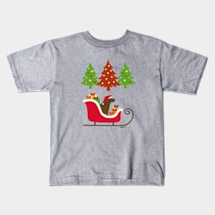 Chocolate Labrador Christmas Sleigh Kids T-Shirt